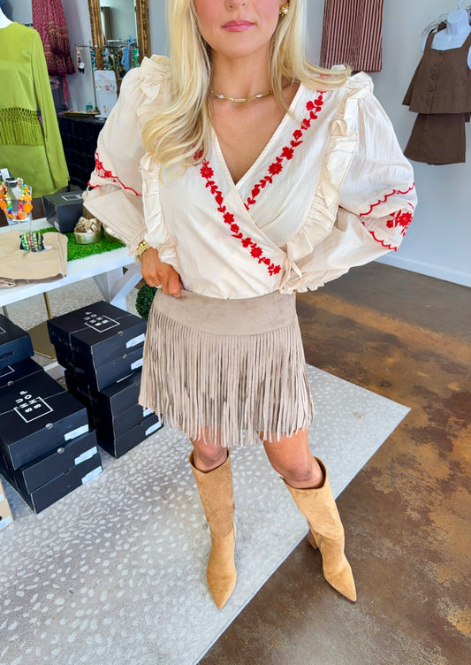 Jack Faux Suede Fringe Mini Skort