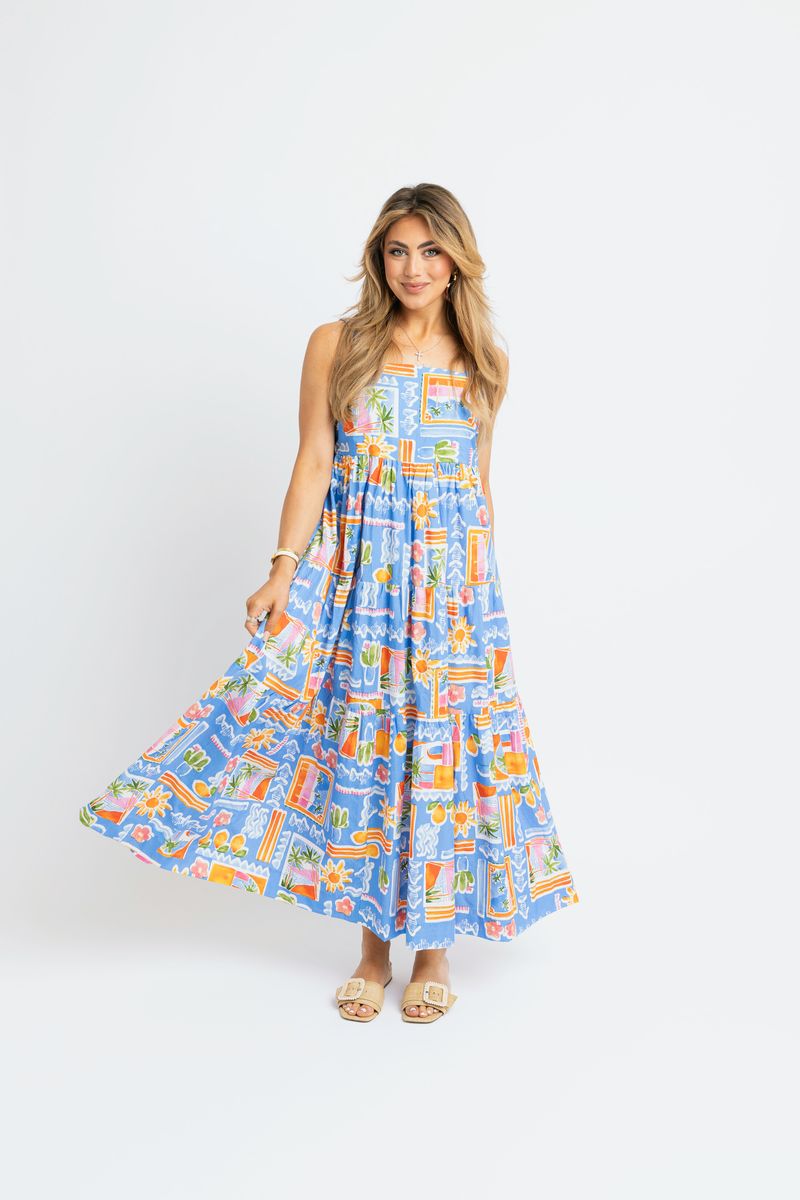 Santorini Scoop Back Tier Maxi Dress