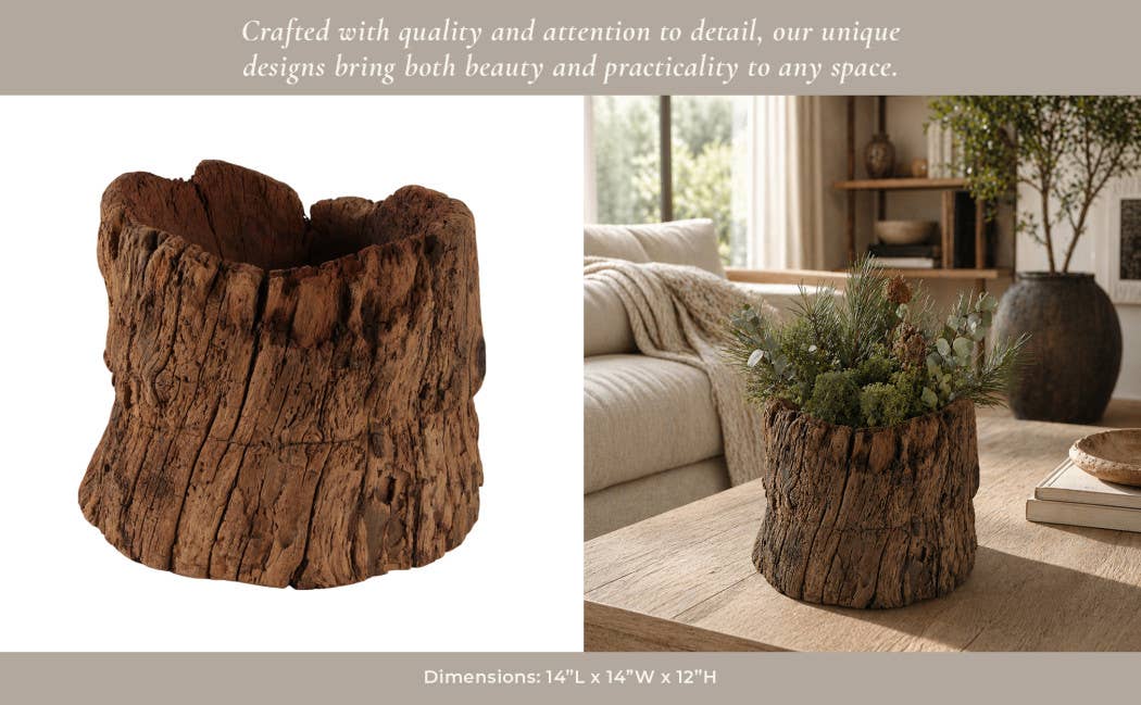 Decorative Bowl - Brown Natural Reclaimed Solid Wood, 14 in.