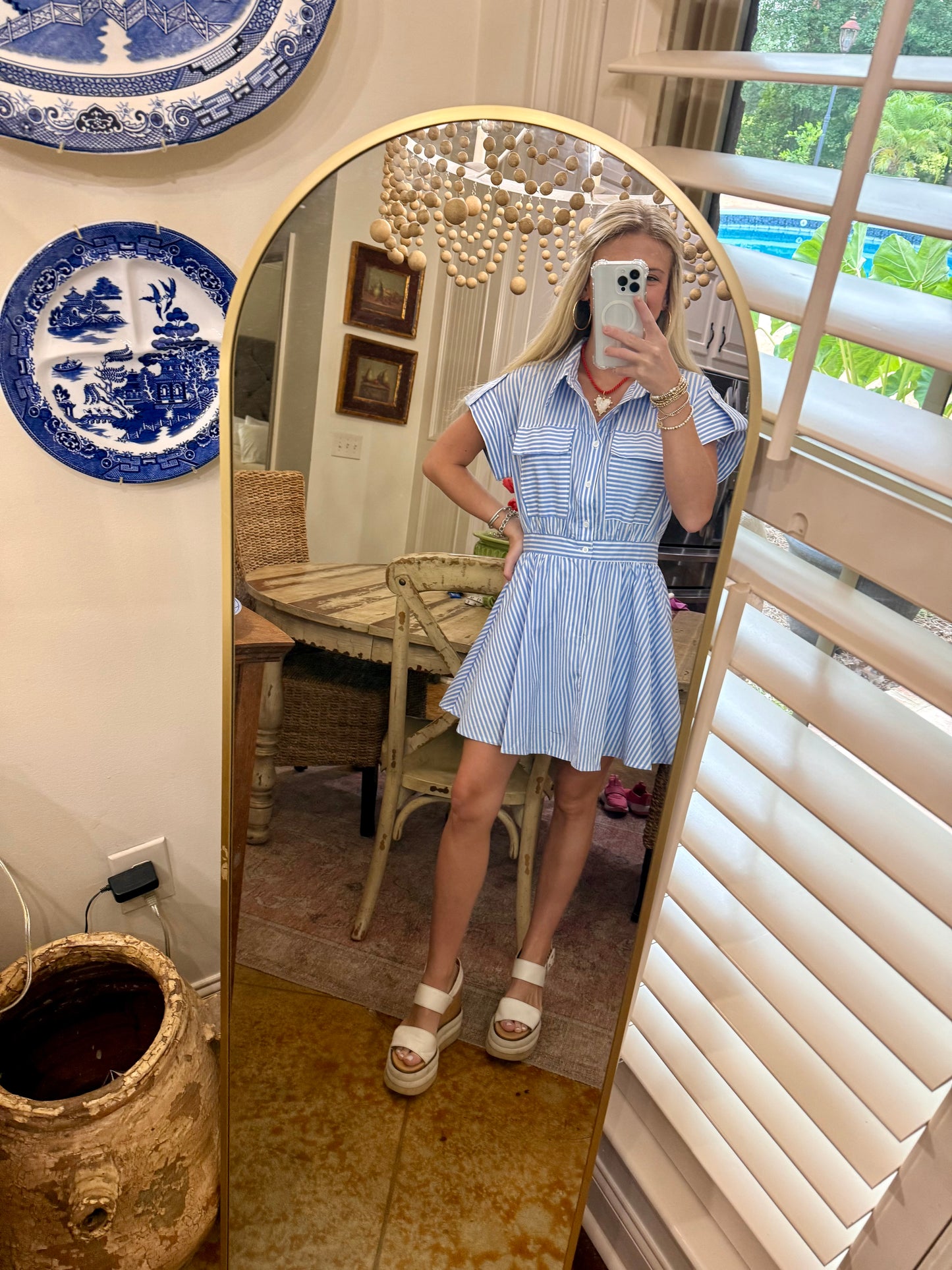 Stripe Poplin Utility Pocket Dress