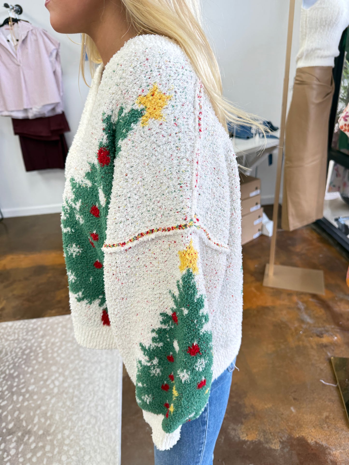 Merry Pine V-Neck Knit Cardigan