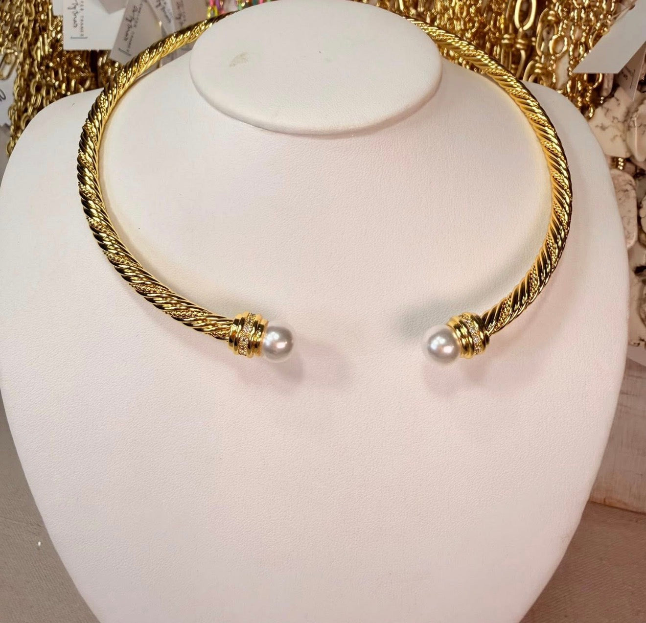 Twisted Pearl Torque Necklace