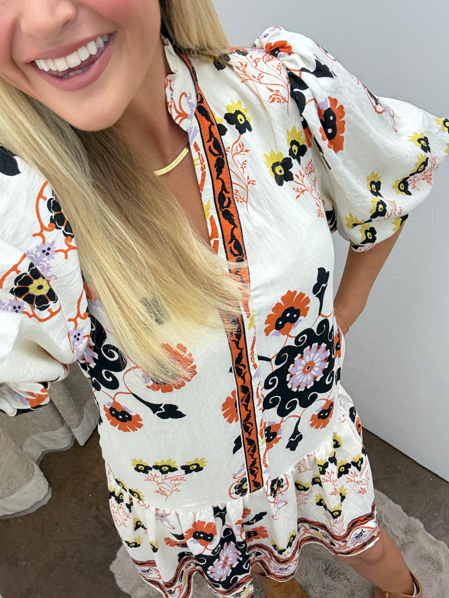 Puff Sleeve Floral Dress