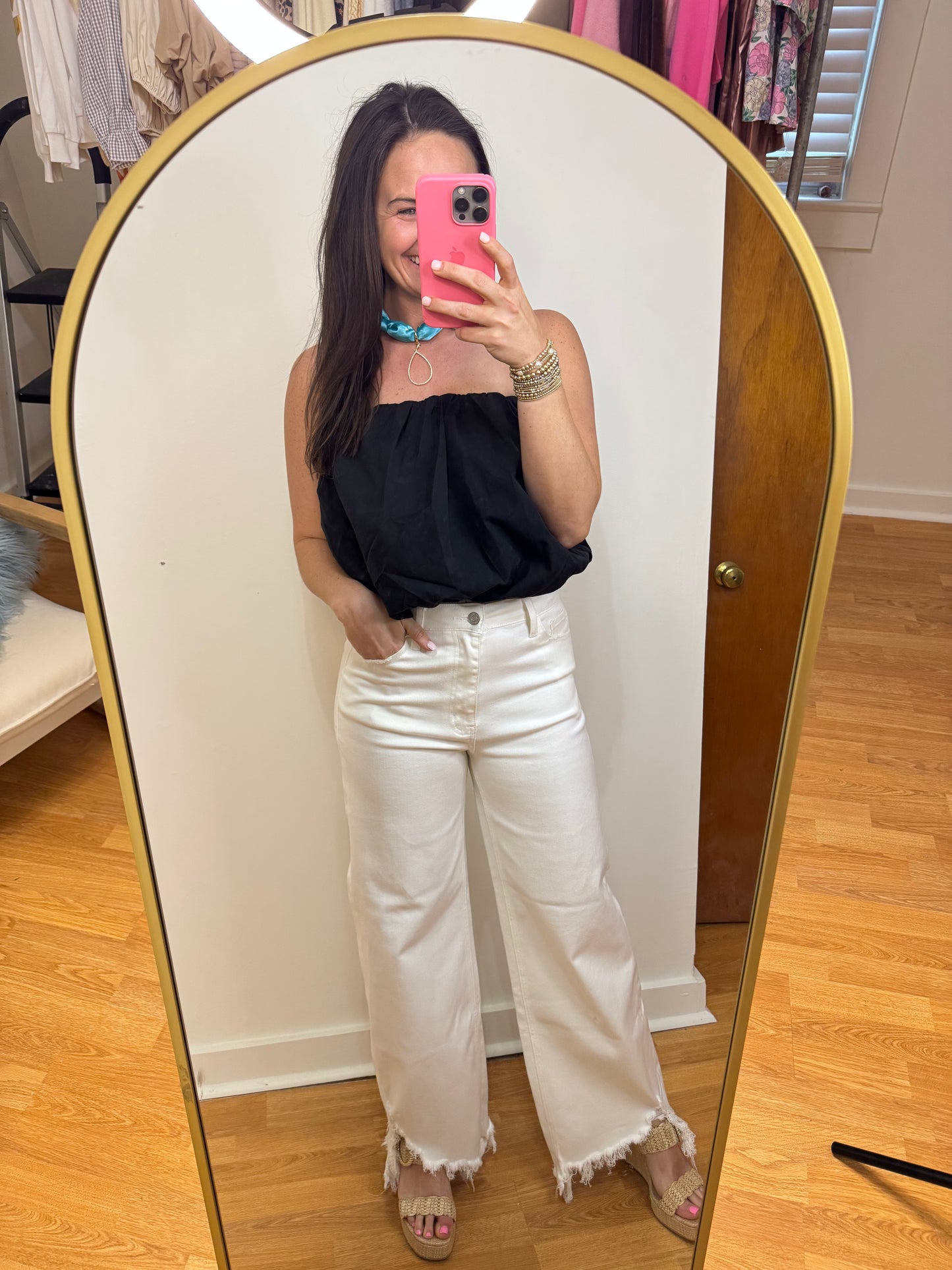 Strapless Bubble Hem Top