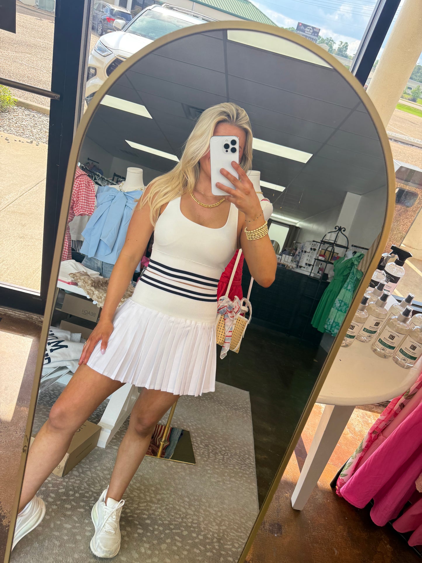 Lily Crop Top & High Waisted Pleated Skort Set - White