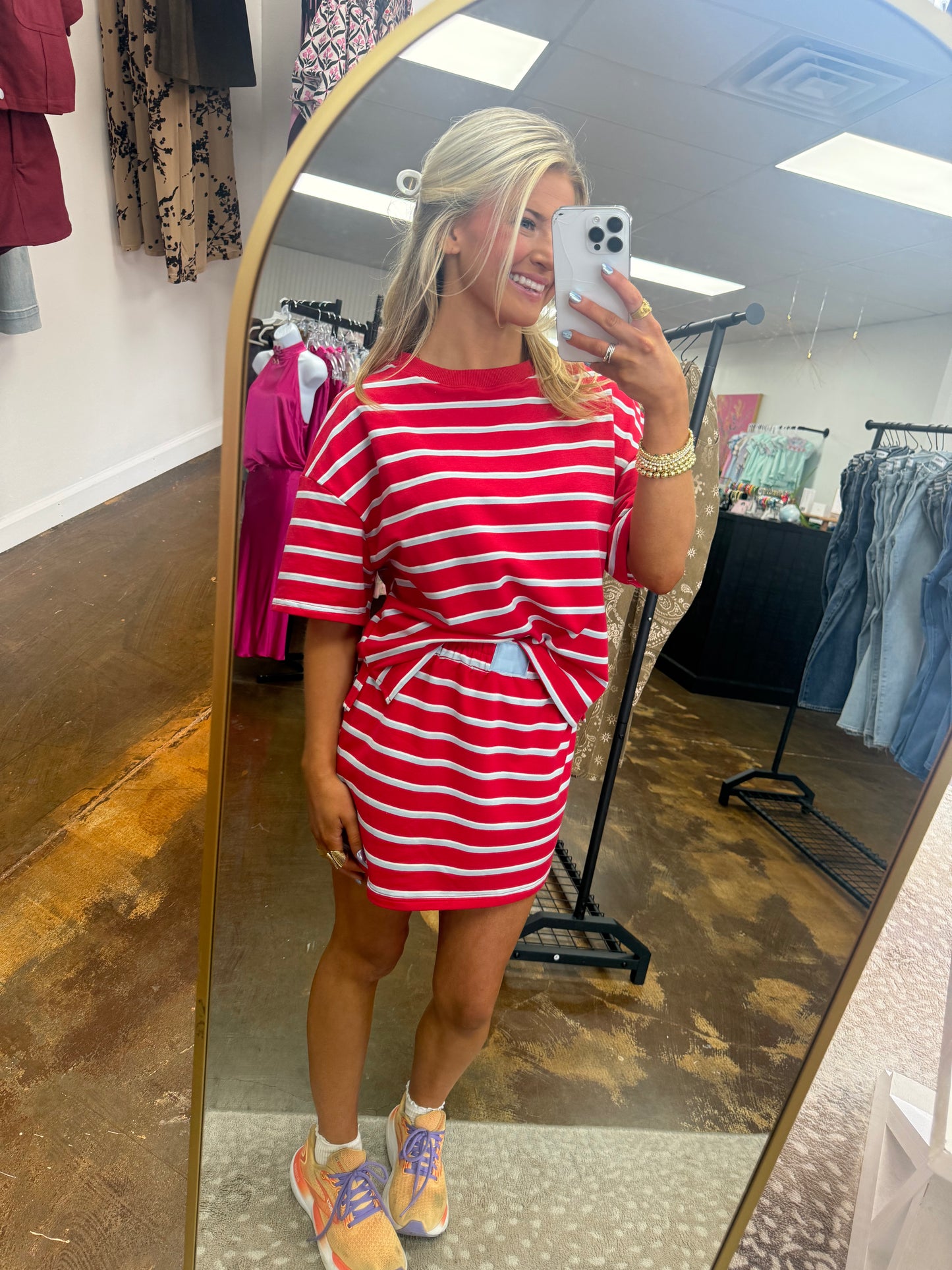 Teagan Striped Short Sleeve & Skort Set
