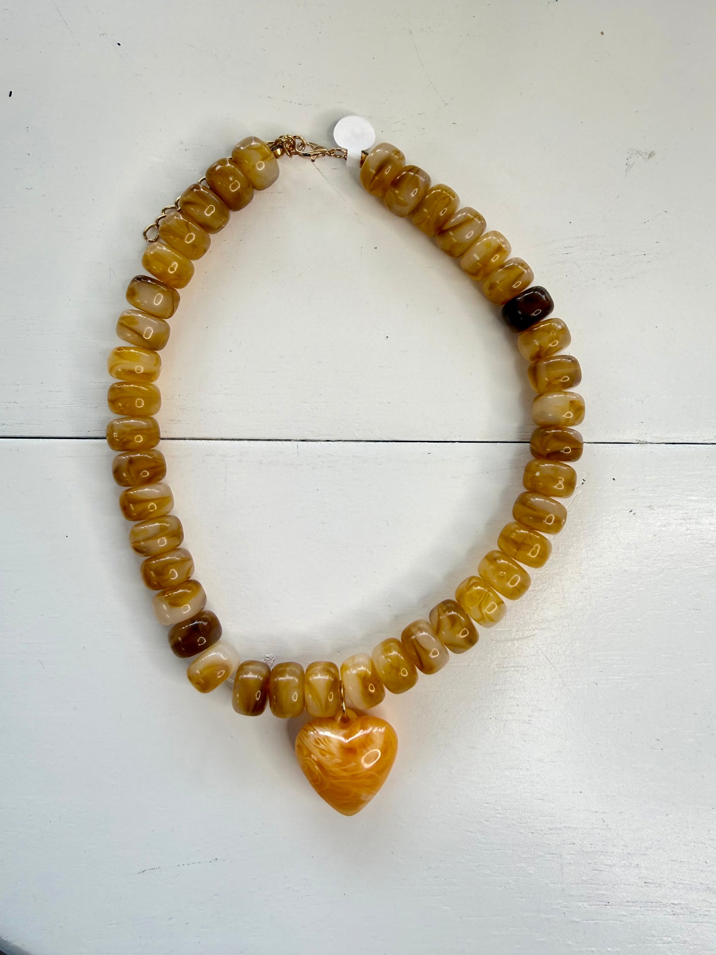 Marble Necklace with Resin Heart Charm
