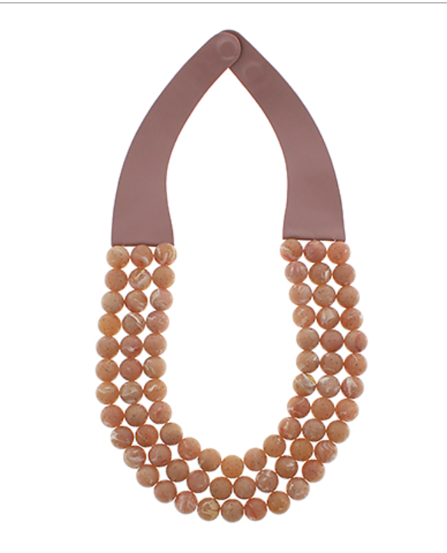 3 Row Faux Stone Bead Necklace