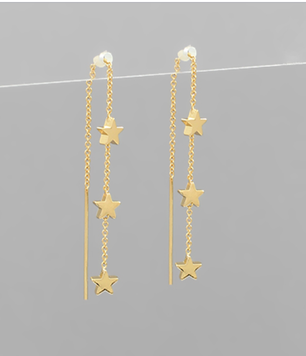 Linked Star Chain Threader Earrings