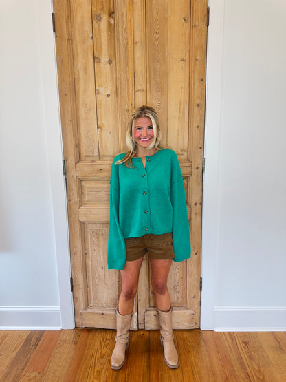 Elphie Crew Neck Loose Fit Cardigan