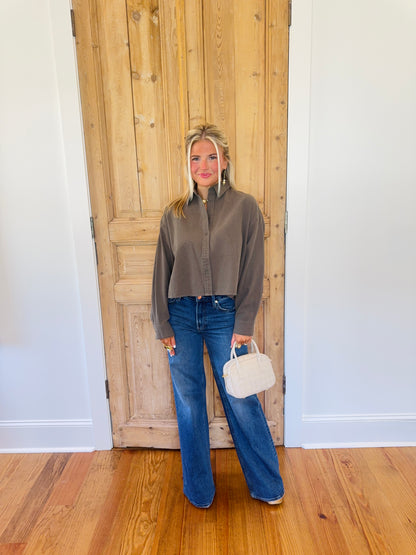Kelli Button Down Cropped Blouse