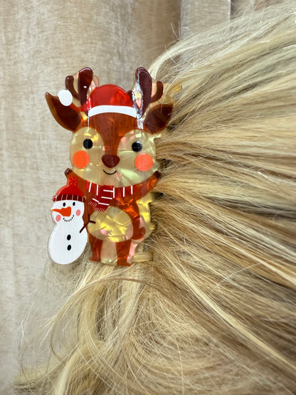 Reindeer Christmas Claw Clip