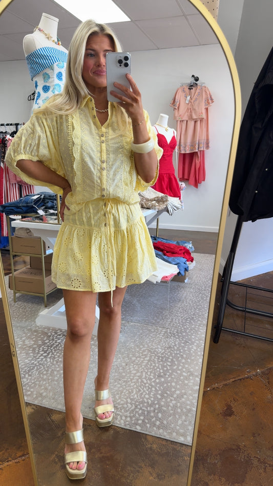 Parker Eyelet Lace Blouse & Mini Skort Set - Lemonilla