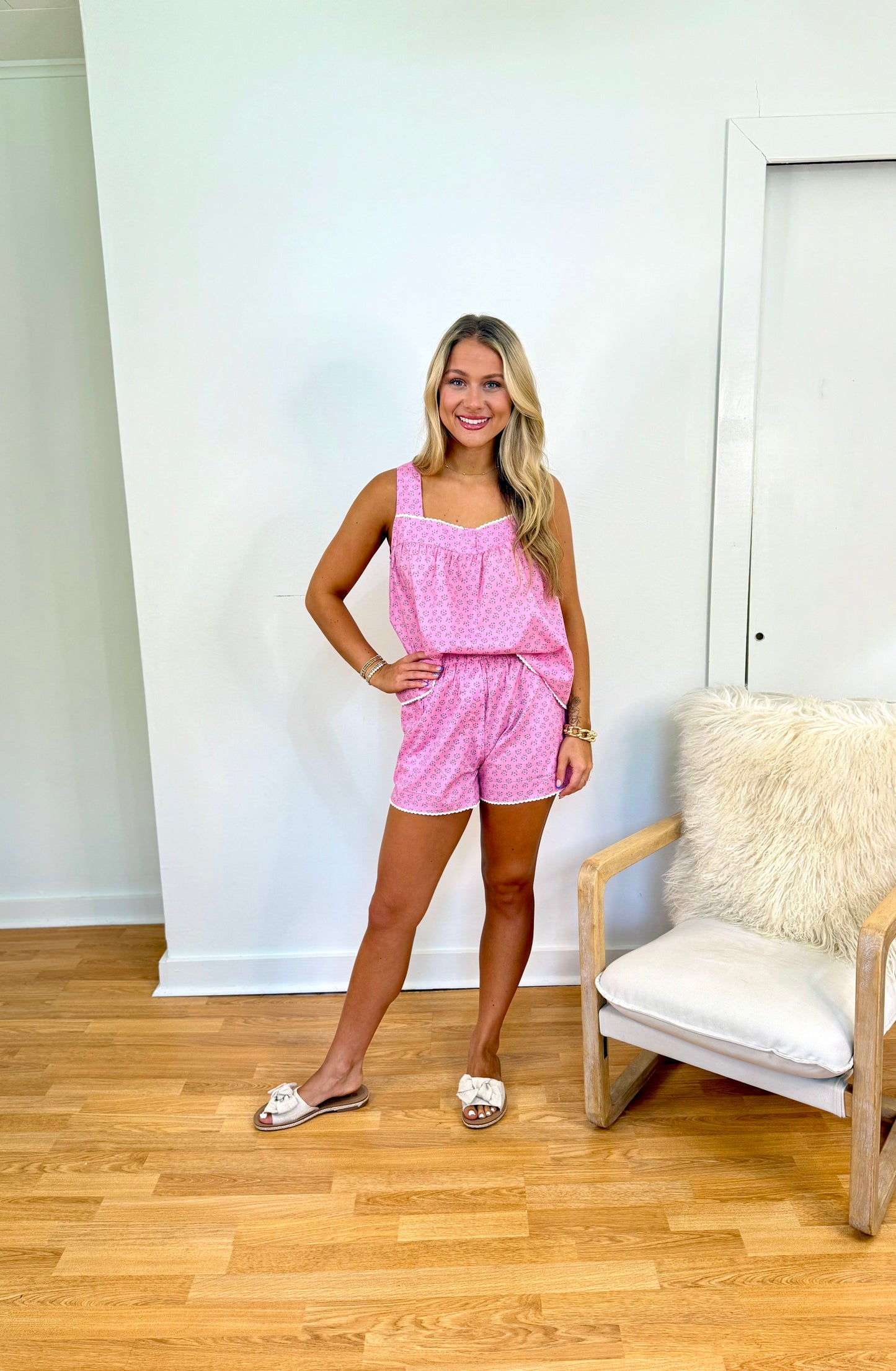 Floral Print Tank and Shorts Set
