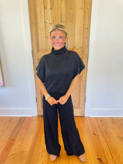 Noah Black Mock Neck & Long Pants Set