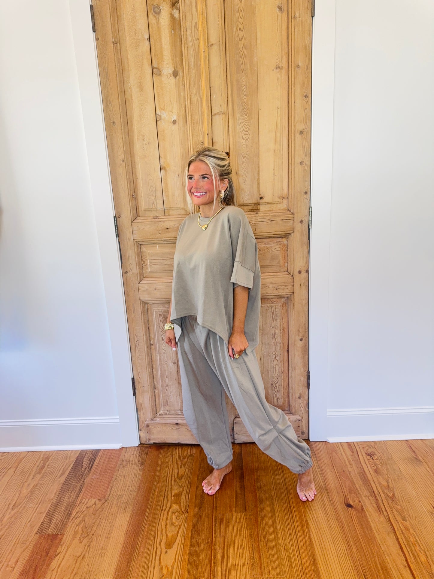 PREORDER Cameron Top and Semi Harem Pants Set - WASHED DENIM BLUE