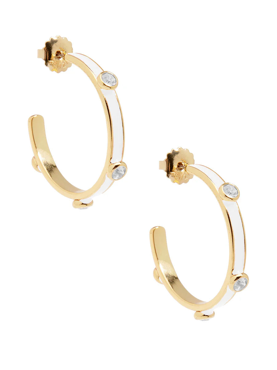 Enamel Hopp Earring with Crystals