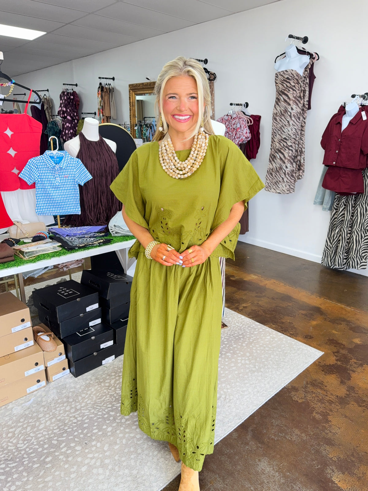 Paige Eyelet Blouse & Maxi Skirt Set