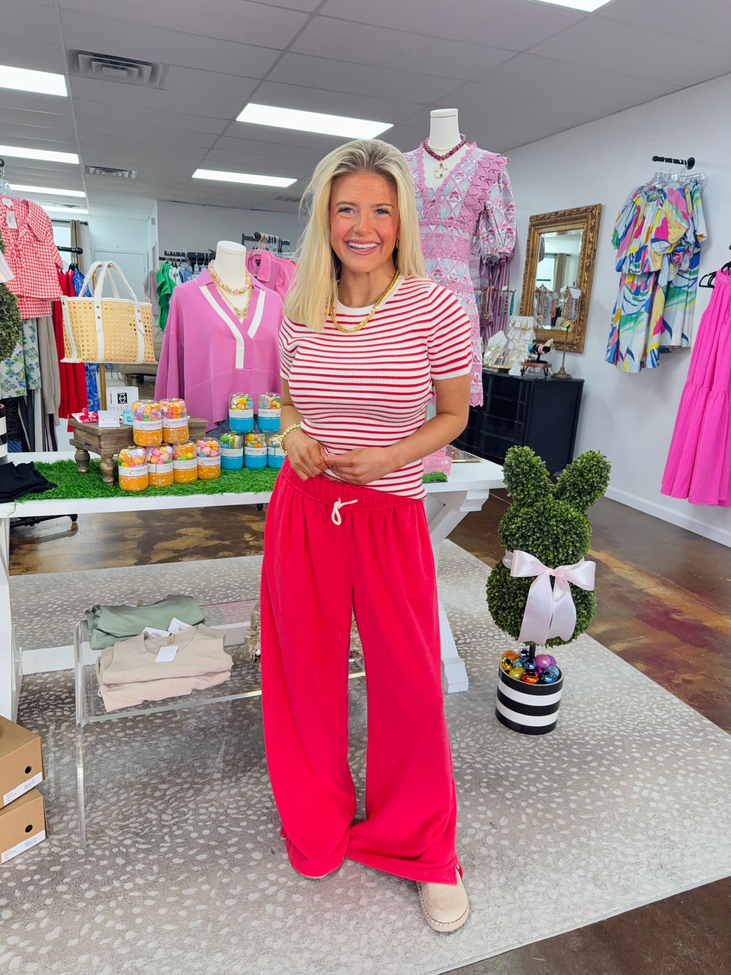 Sierra Striped Short Sleeve & Sweatpants Set