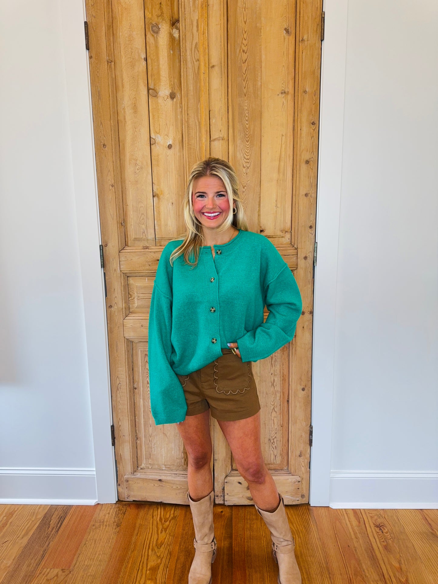 Elphie Crew Neck Loose Fit Cardigan