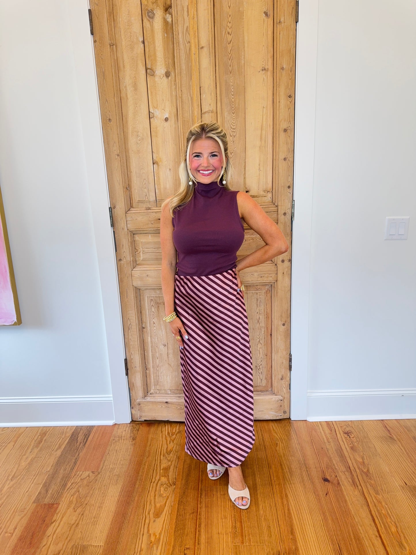 Dusty Rose Satin Maxi Skirt