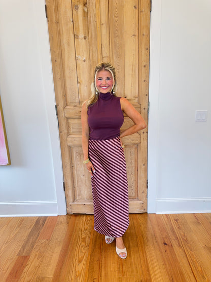 Dusty Rose Satin Maxi Skirt