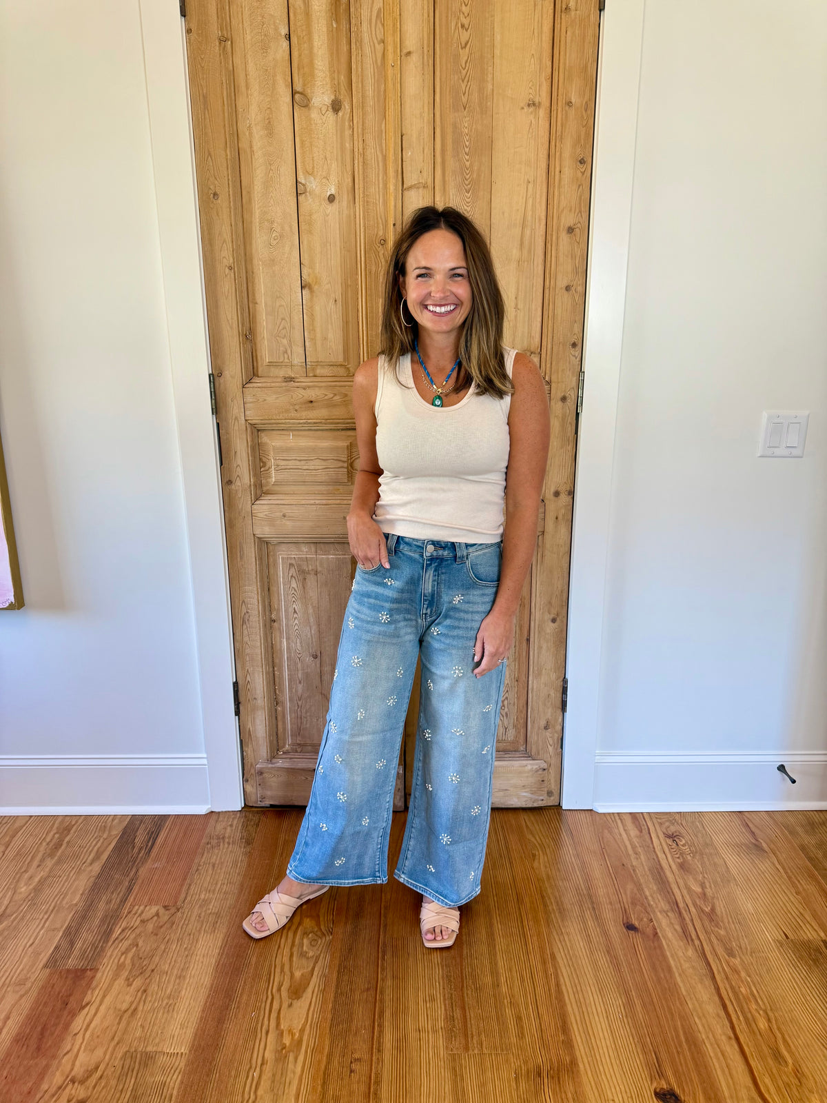 Hannah Washed Jeweled Denim