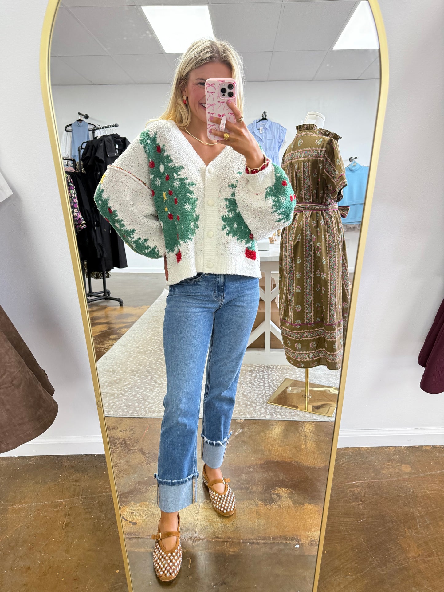 Merry Pine V-Neck Knit Cardigan