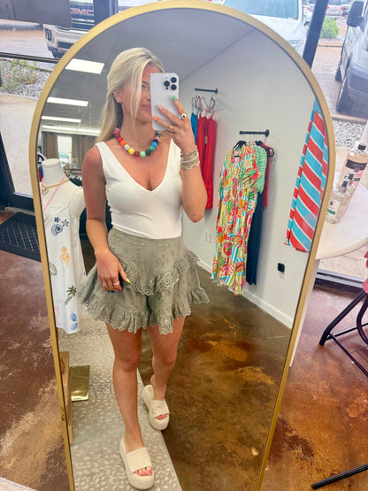 Solid V-Neck Tank Bodysuit
