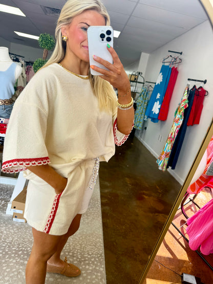 Terry Top Elastic Waist Short Set