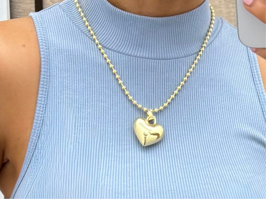 Puffy Heart Beaded Necklace