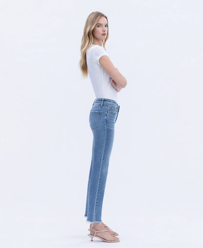 MID RISE RAW HEM CROP STRAIGHT JEANS V2750N