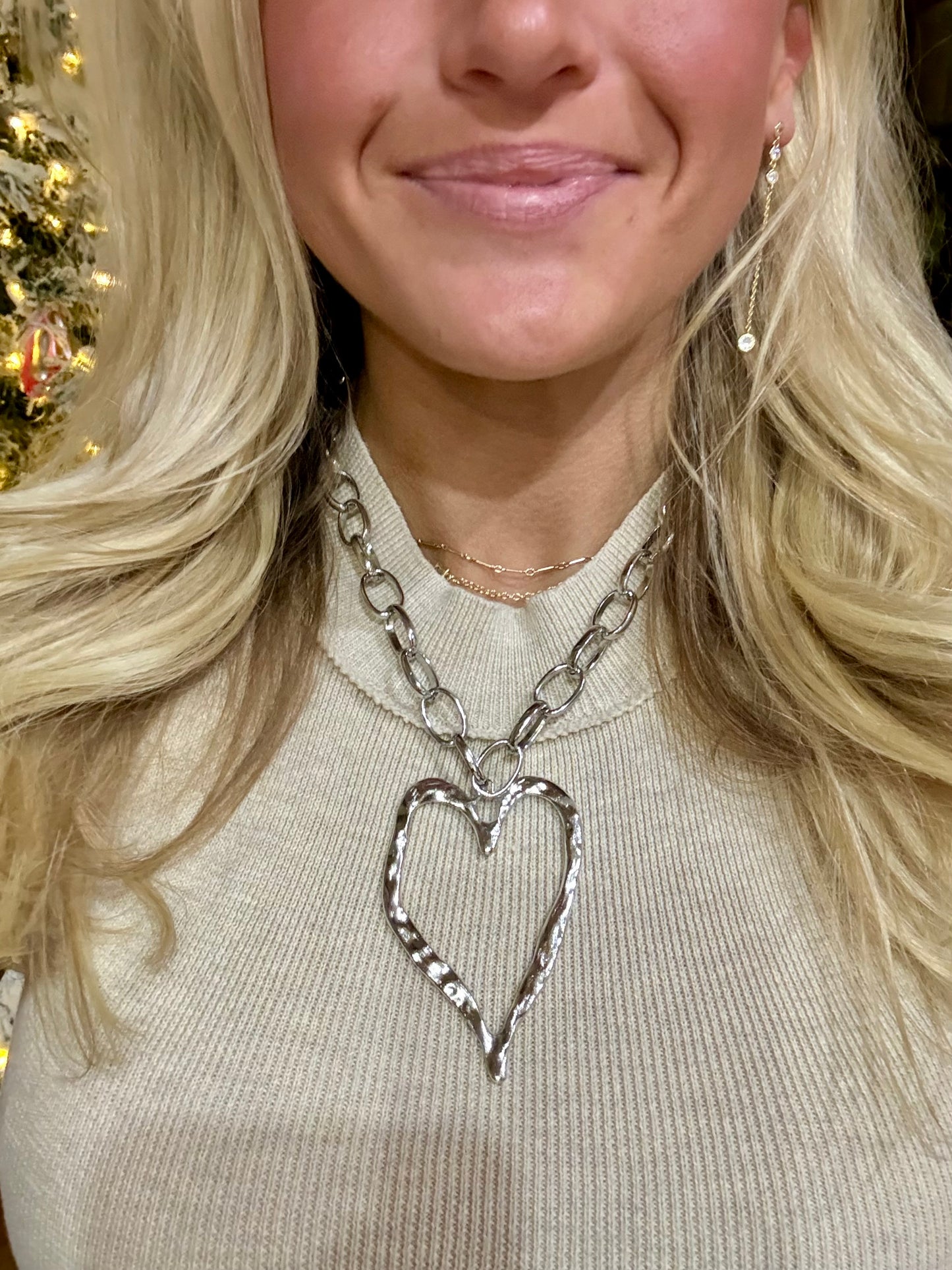 Big Outline Heart Necklace