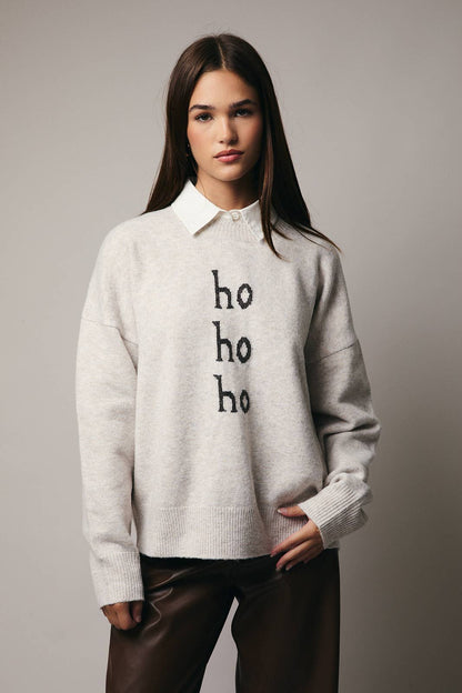 CREW NECK LONG SLEEVE " ho ho ho" SWEATER