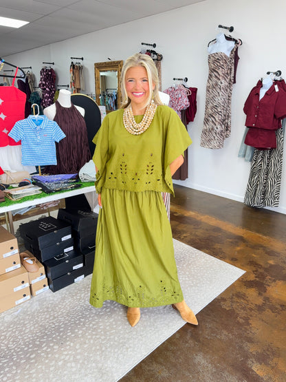 Paige Eyelet Blouse & Maxi Skirt Set