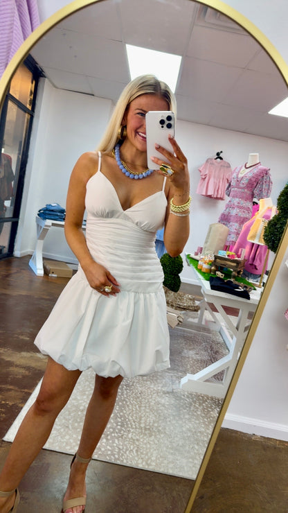 Bri Ruched Mini Dress - White