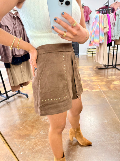 Studded Patch Front Pocket Shorts