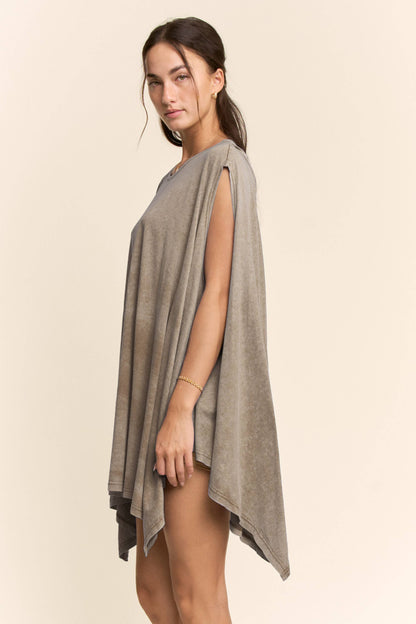 Mineral Wash Handkerchief Hem Jersey Mini Dress