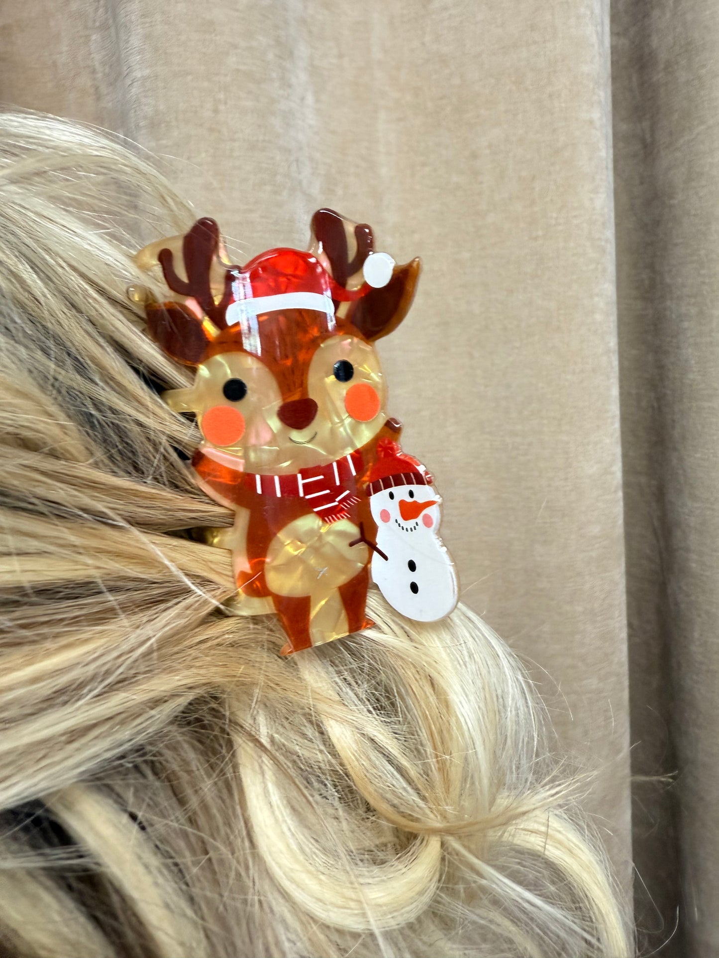 Reindeer Christmas Claw Clip