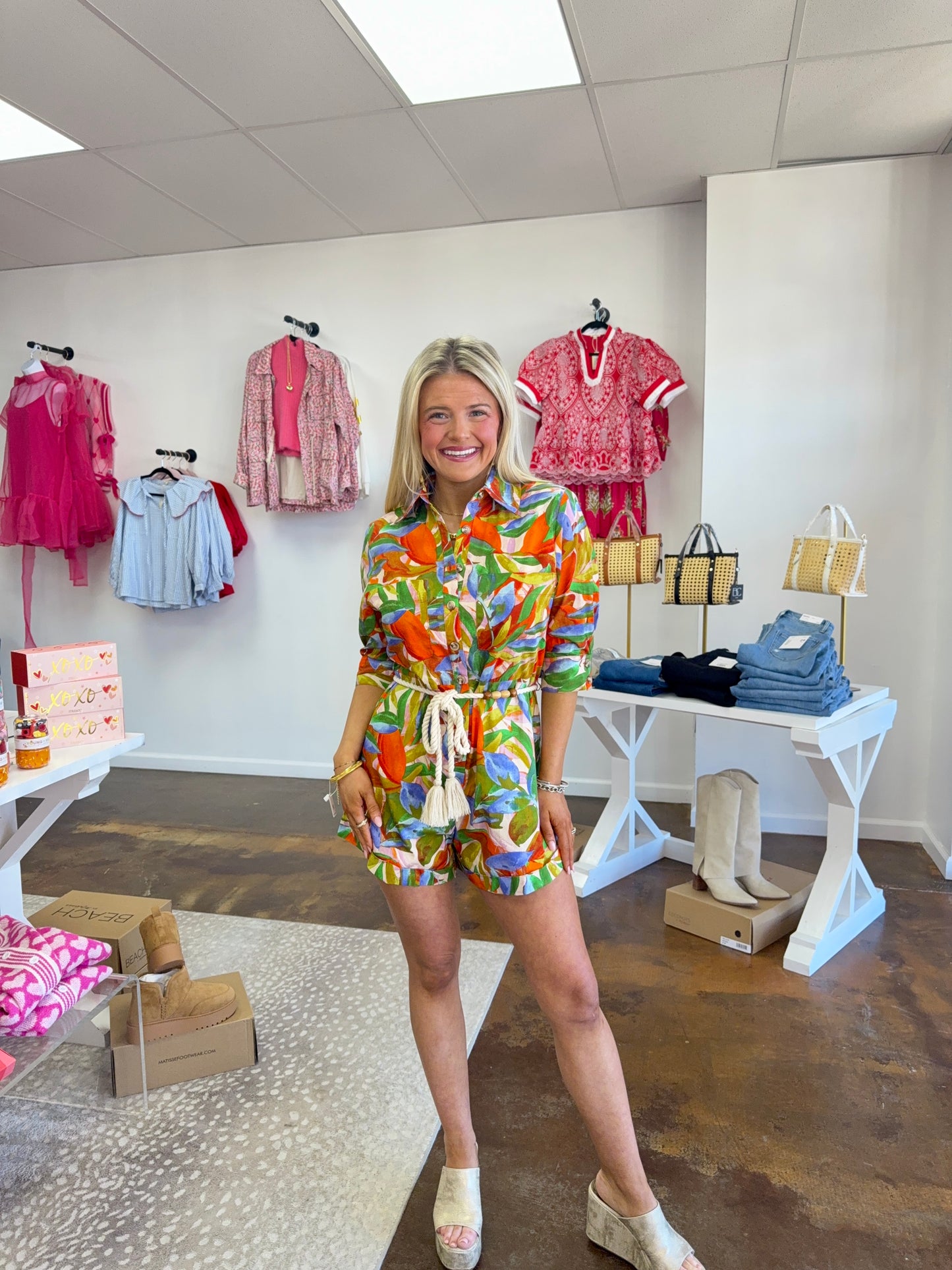 Tropical Island Romper with Belt