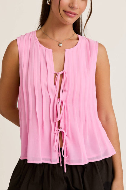 TUCK DETAIL SLEEVELESS TOP