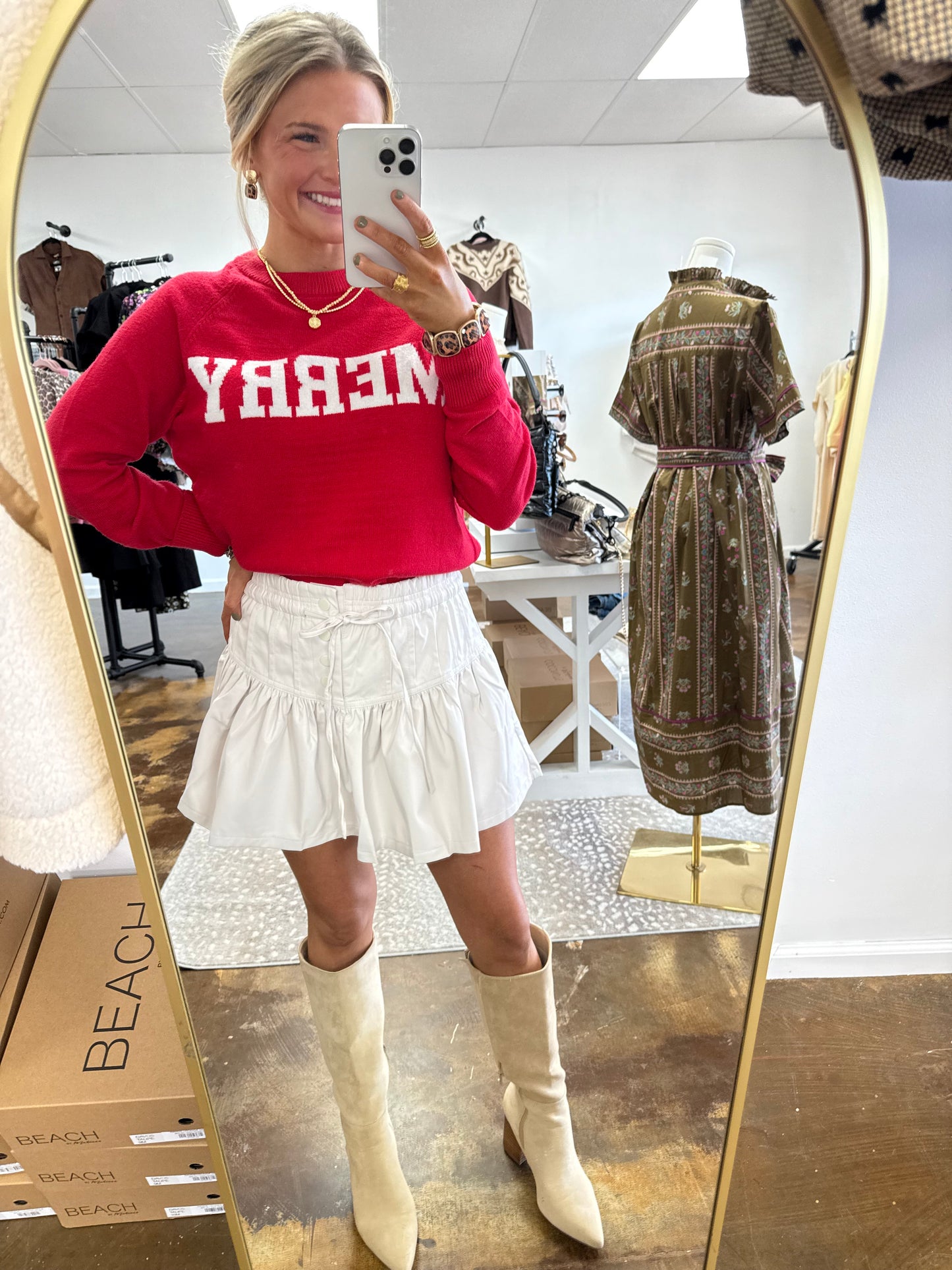 Faux Leather Mini Skirt with Pin Tucks