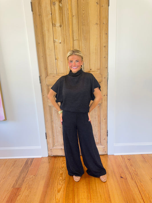 Noah Black Mock Neck & Long Pants Set