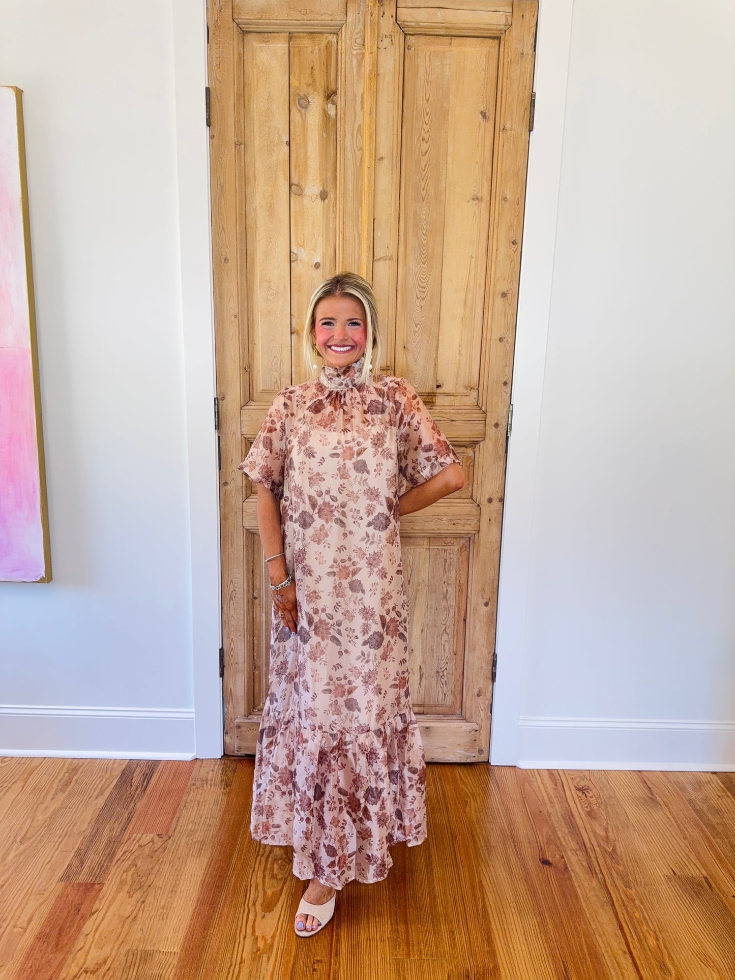 Kate Organza Tie Neck Maxi Dress