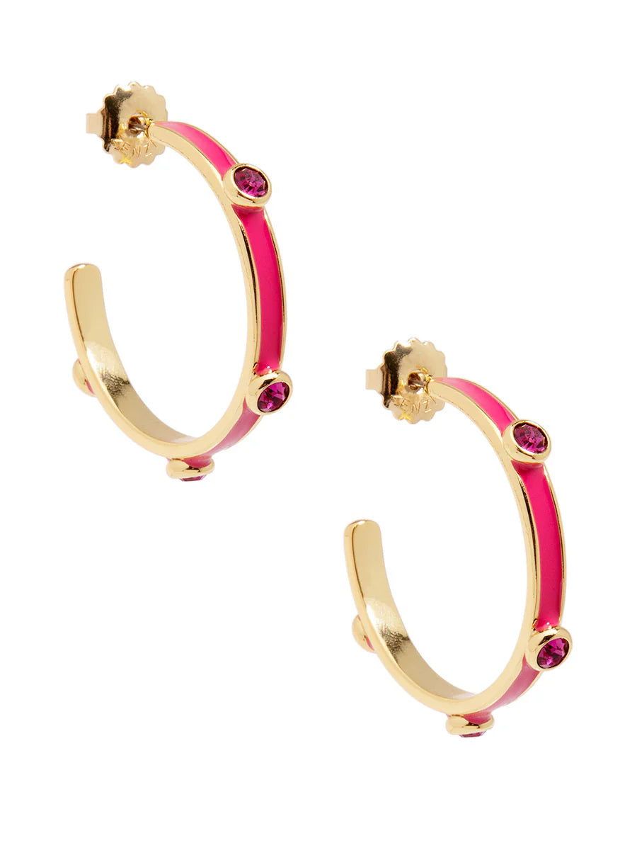 Enamel Hopp Earring with Crystals