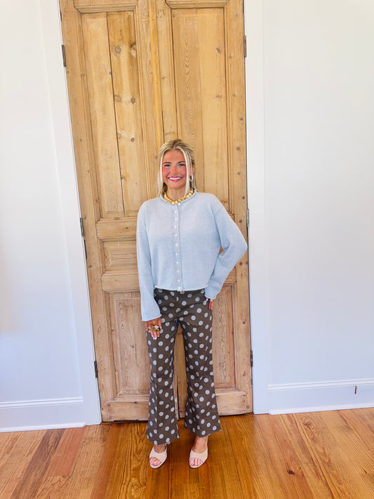 Jada High Waist Polka Dot Flare Crop Pants