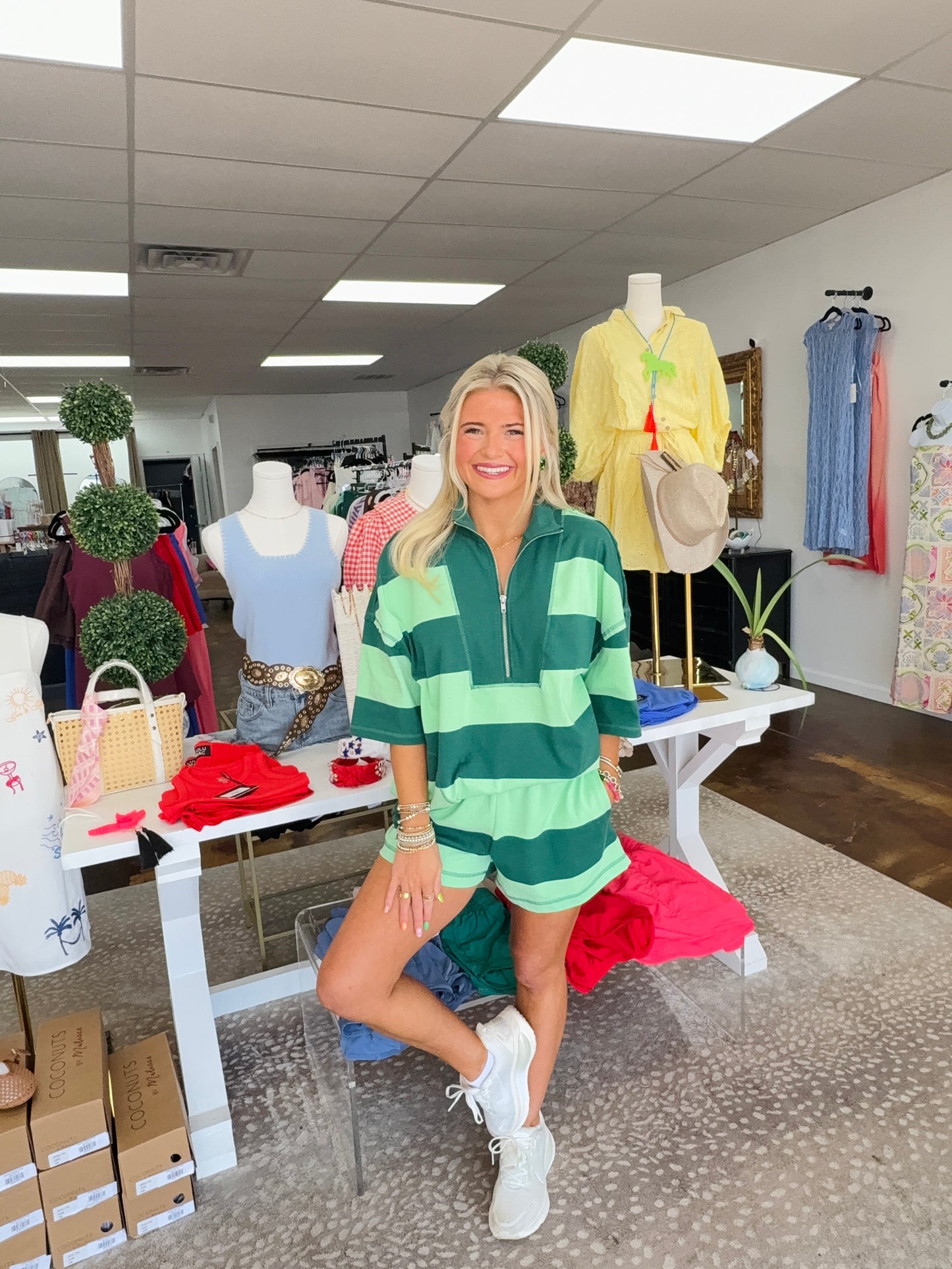 Cotton Stripe Short Sleeve & Shorts Set