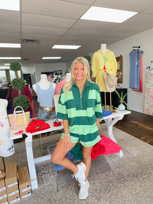 Cotton Stripe Short Sleeve & Shorts Set