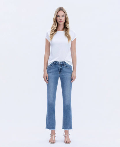 MID RISE RAW HEM CROP STRAIGHT JEANS V2750N