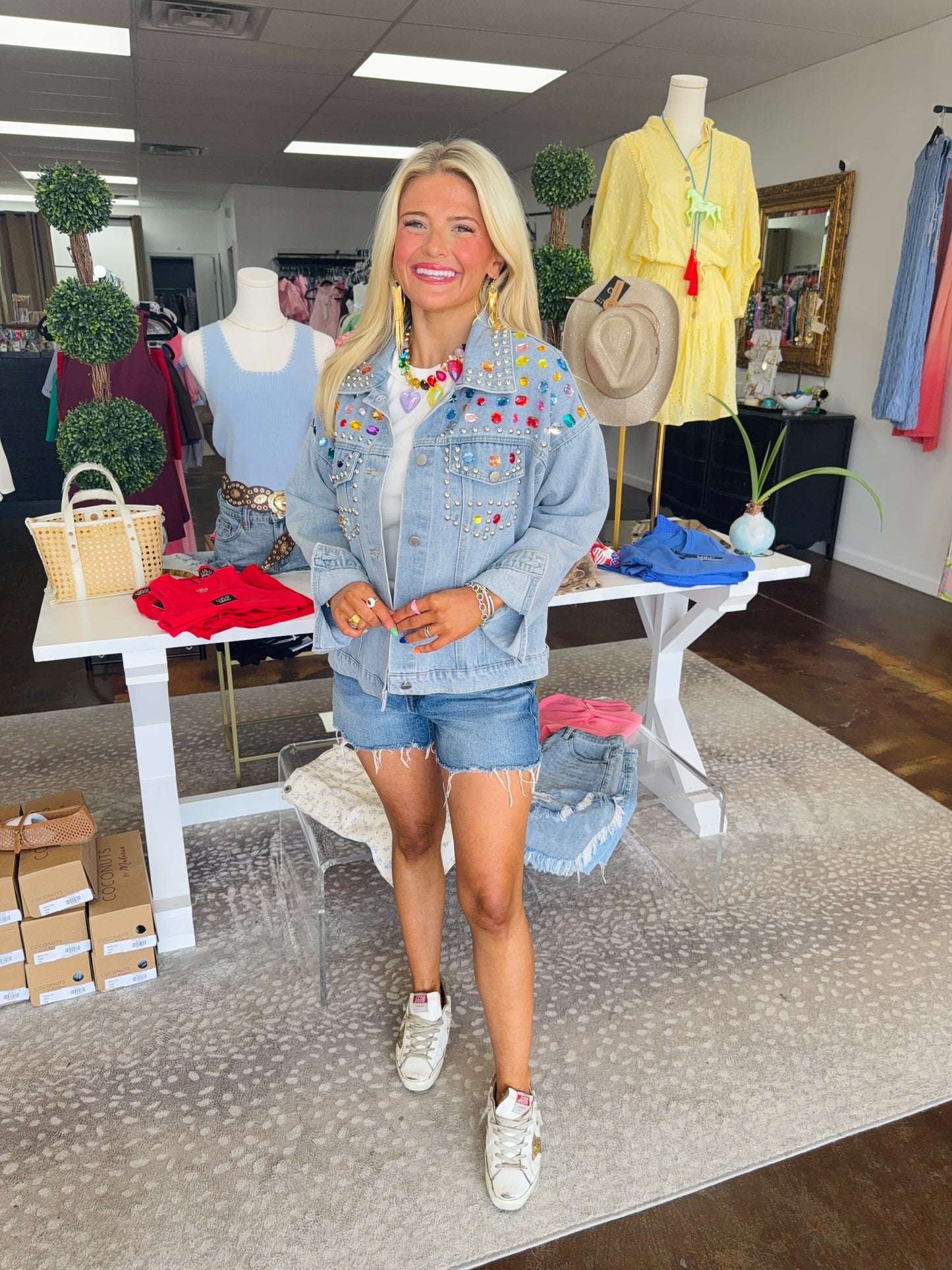 Gemstone Studded Denim Jacket